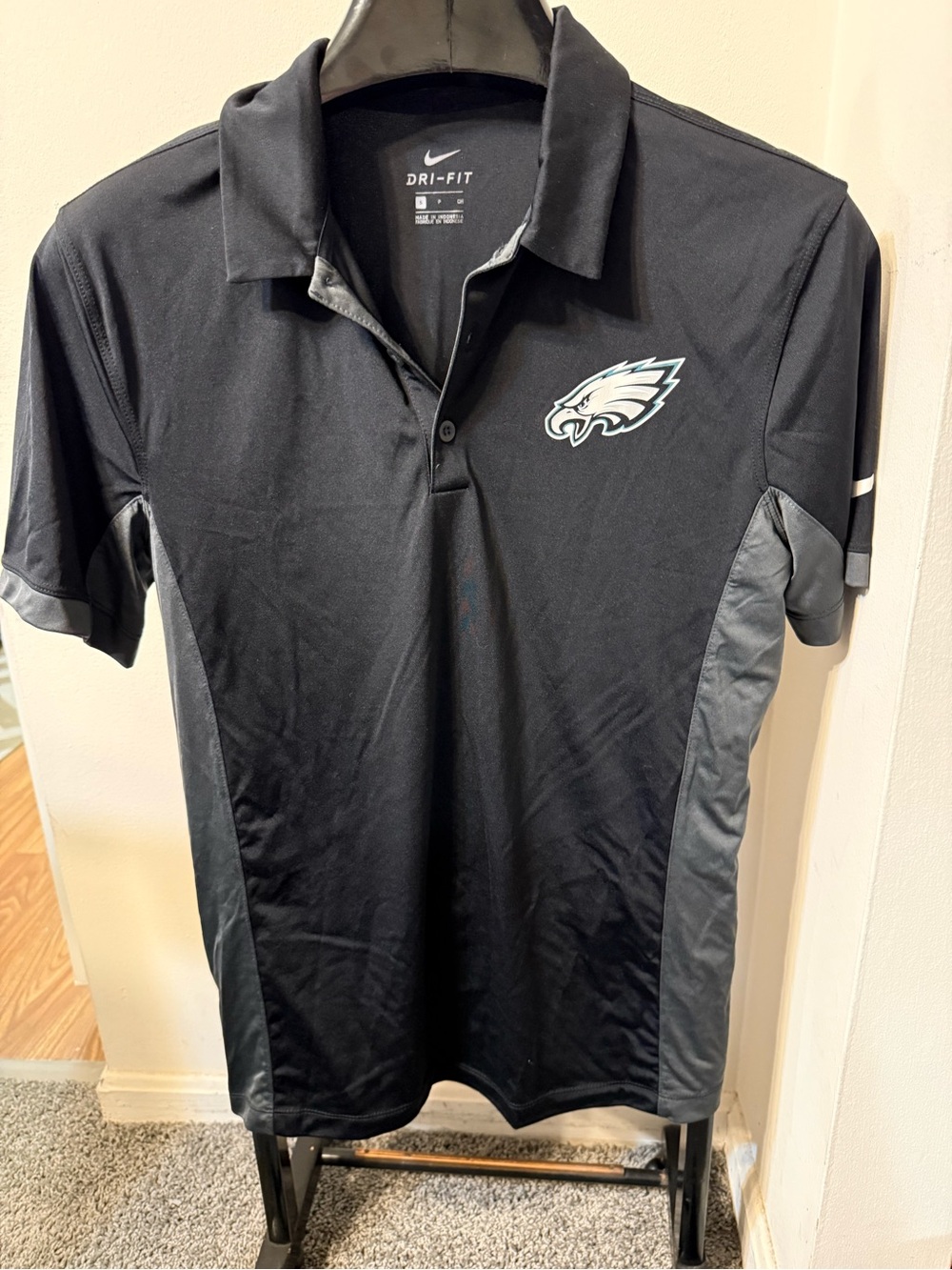 Philadelphia Eagles Nike Dri Fit Golf Polo Shirt Black Gray Mens Size small
